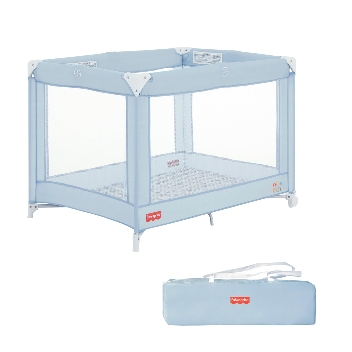 Fisher-Price Play All Day Baby Playard in Moon Mist, No Tool Assembly, Easy One-Hand Fold Playard, Breathable Mesh Sides, Carry 
