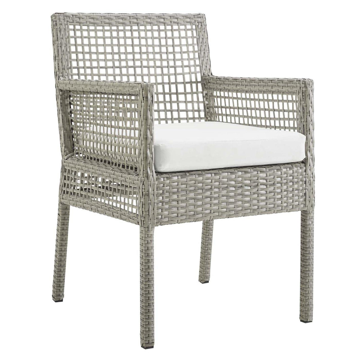 Modway Aura 7 Piece Outdoor Patio Wicker Rattan Set In Gray White