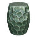The Urban Port Jed 20-Inch Handcrafted Industrial Round Side Table, Aluminum, Hammered Texture, Antique Burnt Green