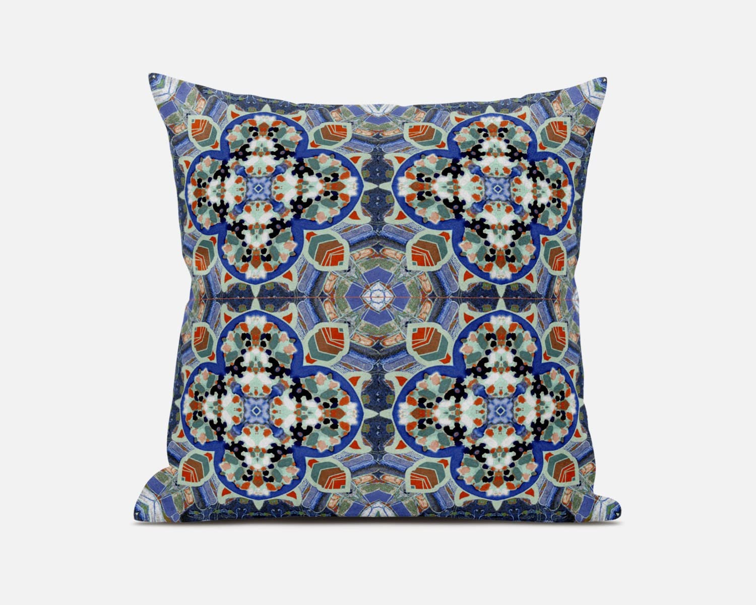 HomeRoots Blue Orange Cloverleaf Boho Suede Throw Pillow