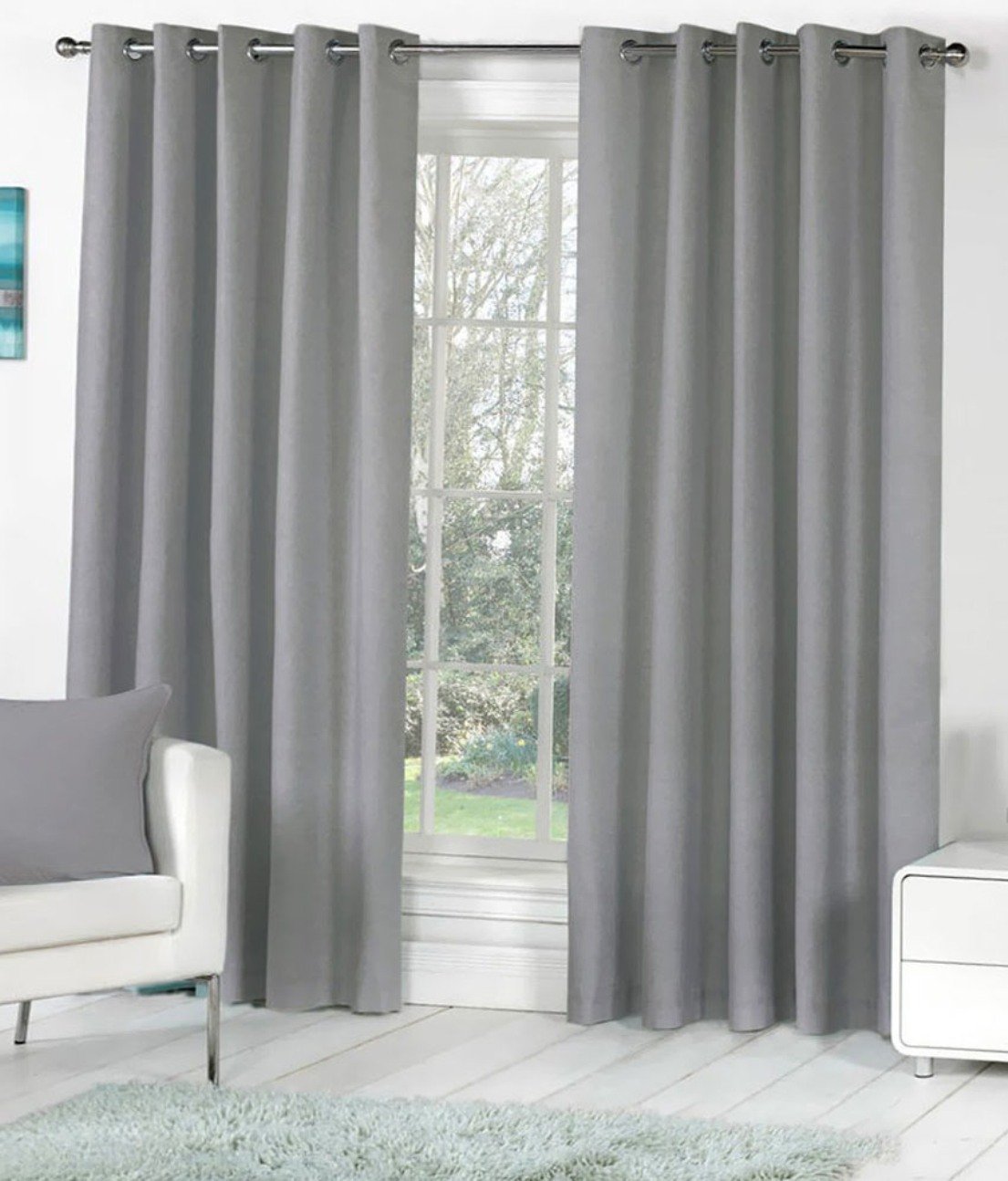 HFI Royal Solid Polyester Curtain, 7 X 4 Feet, Door Curtains, Grey, Pack of 1 Piece