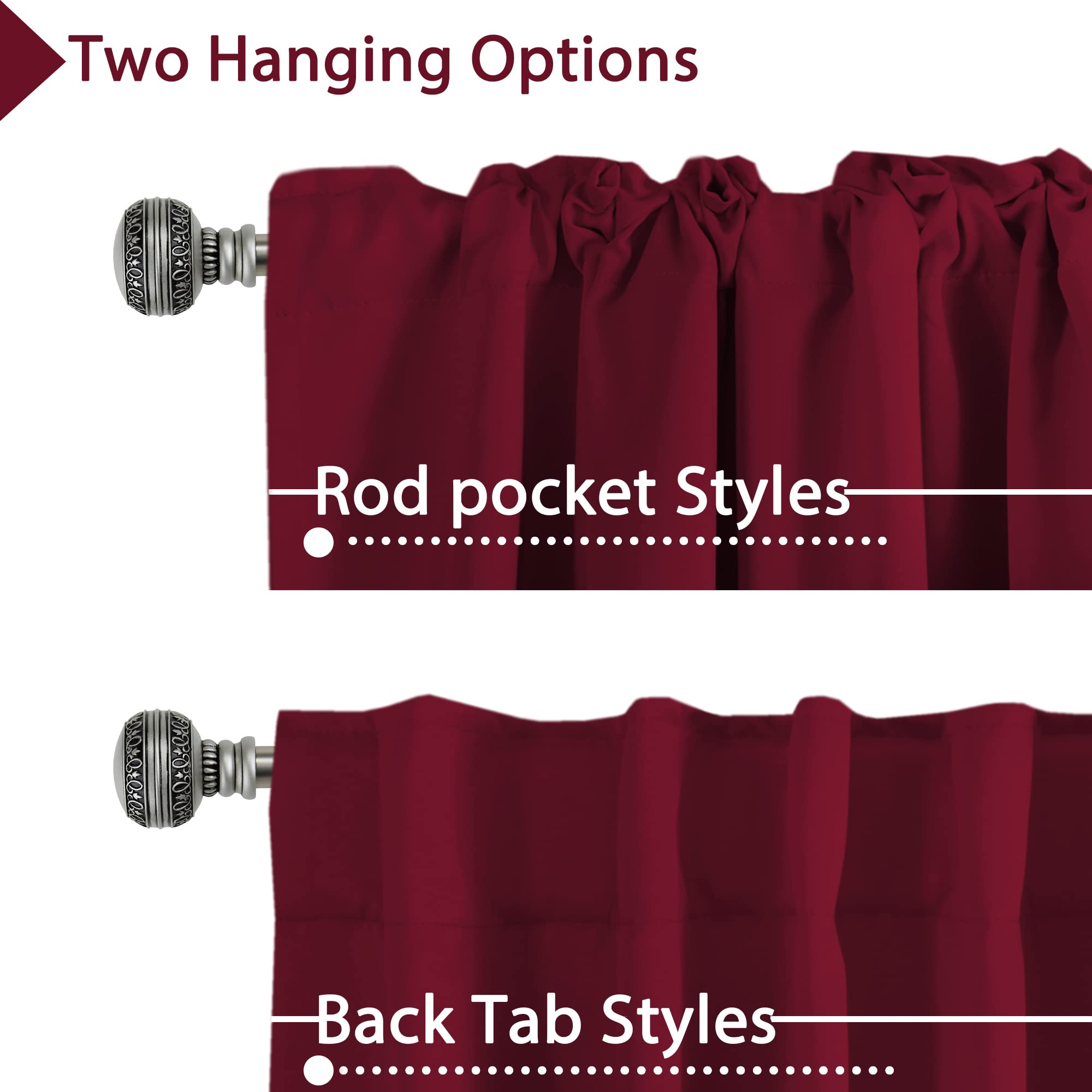 H.Versailtex Blackout Curtains Thermal Insulated Window Treatment Panels Room Darkening Blackout Drapes For Living Room Back Tab/Rod Pocket Bedroom Draperies, 52 X 54 Inch, Burgundy Red, 2 Panels