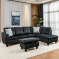 Glasflength L Shaped Sectional Sofa With Ottoman, Modern Couches For Living Room, Microfiber Facing, Bedroom, Office