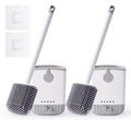Silicone Toilet Bowl Brush with Holder, 2 Pack, White