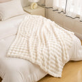 Yusoki Luxury 3D Bubble Throw Blanket Super Soft Fuzzy Cozy Thick Blanket For Couch Chair Sofa Gift Home D  Cor (Ivory, Queen(90