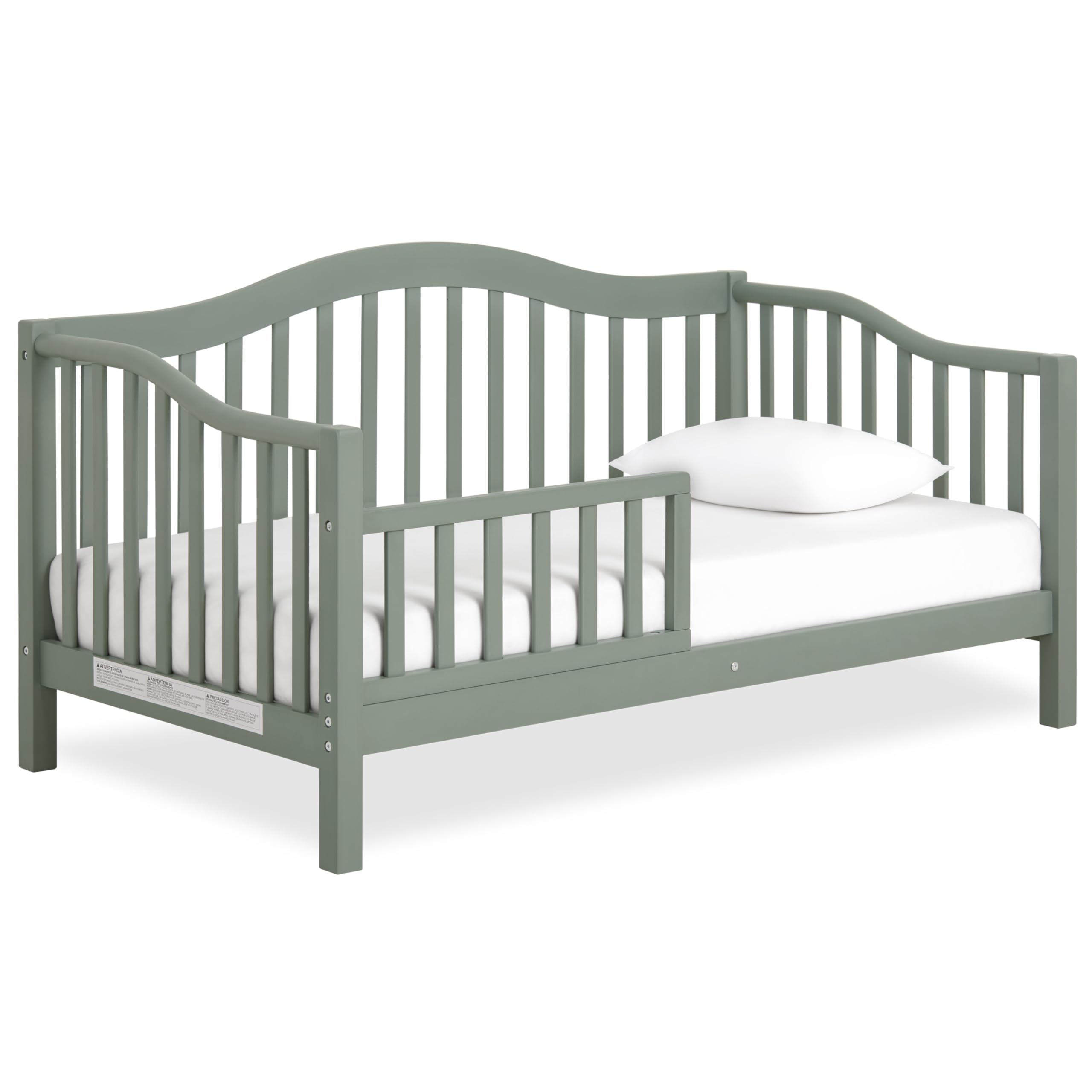 Dream On Me Austin Toddler Day Bed with Rails in Meadow Green, Low to Floor Toddler Day Bed, Greenguard Gold & Baby Safety Allia