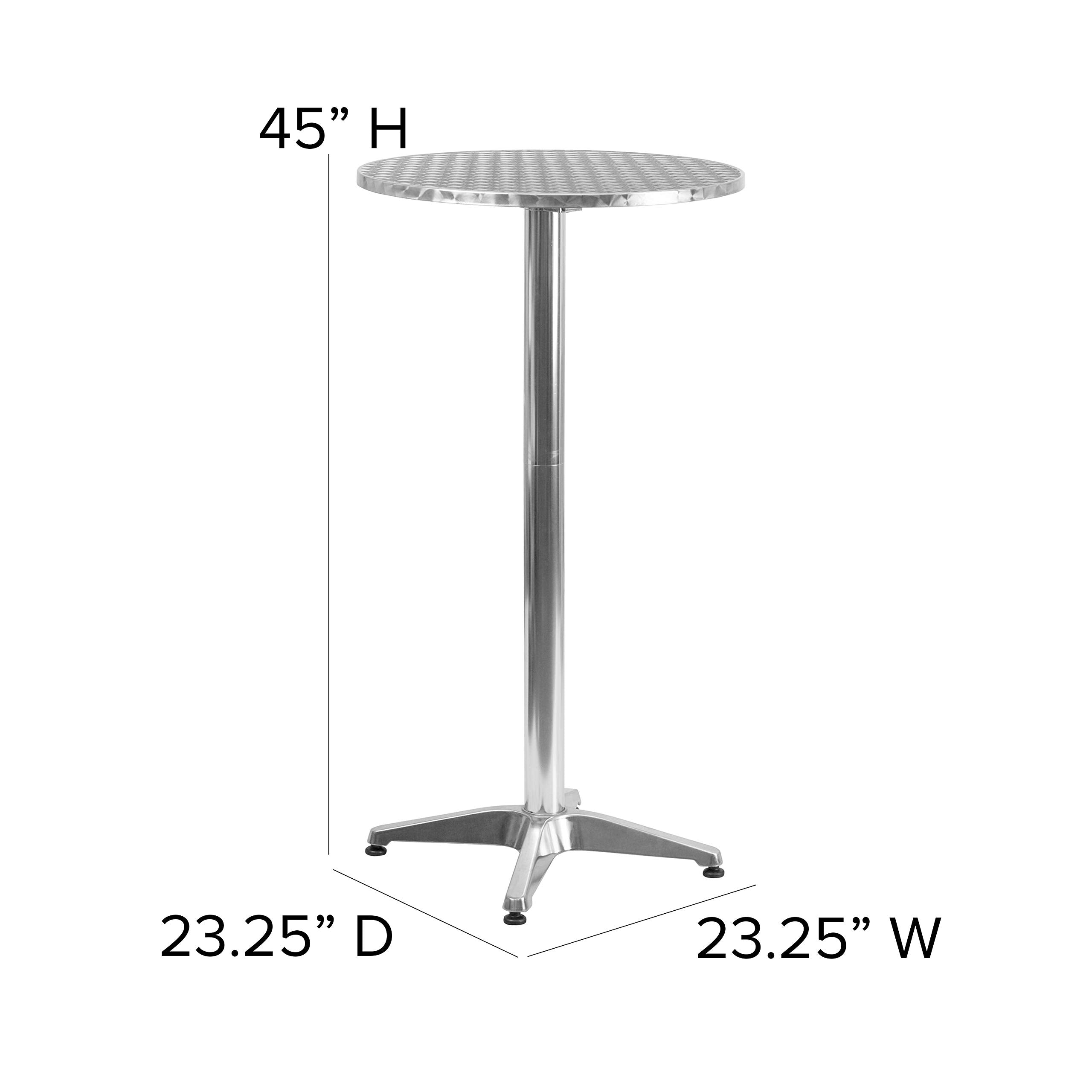 Flash Furniture 23.25" Round Aluminum Indoor/Outdoor Bar Height Table With Flip-Up Top, Heavy-Duty Aluminum Flip-Up Top Cocktail Table, Silver