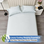 Phf 100% Rayon Derived From Bamboo Cooling Fitted Sheet Queen Size For Hot Sleeper, 16'' Deep Pocket, 2.5Cm Wider Strong Elastic