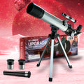 Telescope for Kids 50mm 100x Magnification Beginner Silver Telescopio with Tripod, 2 Eyepieces, Finder Scope Set, STEM Education