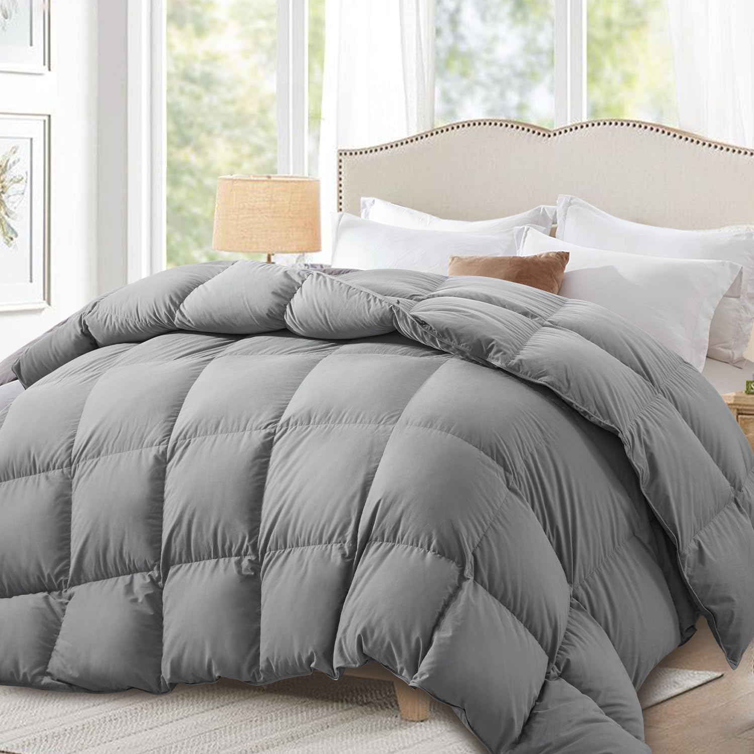 Globon Goose Down Comforter Twin Size All Season Duvet Insert UltraSoft 100% Cotton, 29Oz,650 Fill Power, Medium Warmth Hypoall