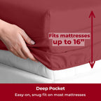 Mellanni Full Sheet Set - 6-Piece Iconic Collection Bedding, (Including 4 Pillowcases), 16-Inch Deep Pocket, Easy Care, Extra Soft, Cooling Sheets, Brushed Microfiber - Brick Red
