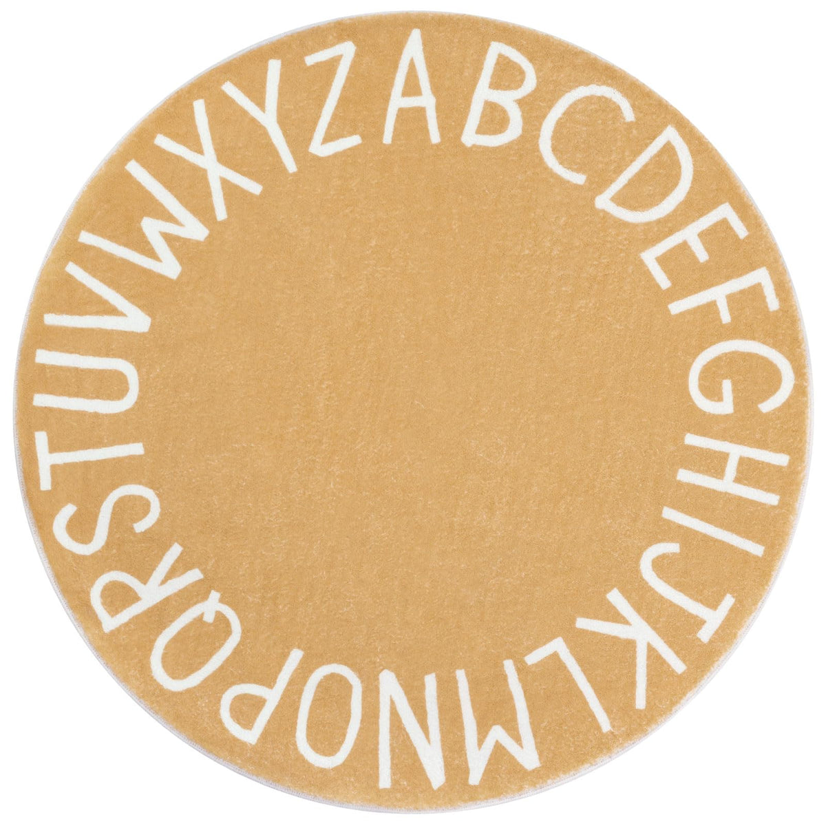 Topotdor Round Kids Play Rug Alphabet Nursery Area Rug Extra Large Soft Crawling Play Mat For Children Toddlers Bedroom (47 Inch, Brown)