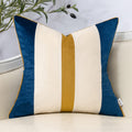 Yangest Navy Blue Patchwork Throw Pillow Cover Striped Velvet Cushion Case Modern Pillowcase For Sofa Couch Bedroom Living Room