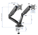 Rocelco 46" Height Adjustable Corner Standing Desk Converter with AC Outlet USB Charger and Dual Monitor Arm Mount - Stand Up Tabletop Riser Workstation - Keyboard Tray - Black (R CADRB-46-ACUSB-MA2)