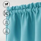 Hiasan Blackout Valance Curtains For Kitchen Solid Room Darkening Rod Pocket Valances For Windows, 52 X 18 Inches Length, Turquoise, 1 Panel
