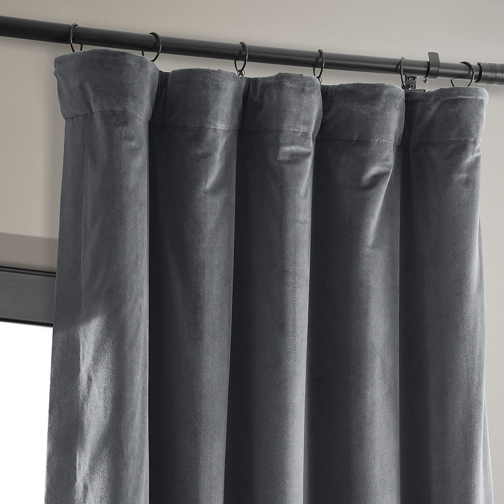 Hpd Half Price Drapes Signature Velvet Thermal Blackout Curtains For Living Room 108 Inch Long 1 Panel Rod Pocket Insulated Blackout Curtains For Bedroom Window Curtains, 50Wx108L, Distance Blue Grey
