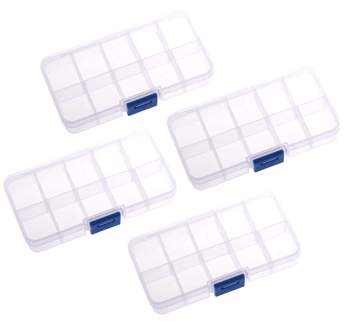 Bulfyss 10 Grid Jewellery Organisers with Adjustable Dividers Transparent | Hardware Nail Assortment Kit | Storage Box for Earri