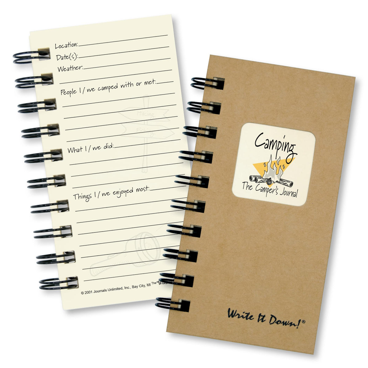 Write It Down Series By Journals Unlimited, Guided Journal, Camping, The Camper'S Journal, Mini-Size 3   X5.5   , Kraft Hard Cov