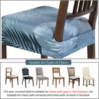 Searchi Stretch Dining Chair Seat Covers Set Of 4, Soft Removable Washable Seat Covers For Dining Chairs, Dining Room Seat Cover Slipcover Protector (Rear-Covered, Blue Foliage)