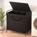 YKDIRECT 180L Large Laundry Hamper 2 Compartment with Laundry Washing Bag, Laundry Basket with Lid, Metal Frame and Removable Ba