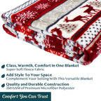 Pavilia Christmas Throw Blanket | Holiday Christmas Reindeer Snowflakes Fleece Blanket | Soft, Plush, Warm Winter Cabin Throw, T