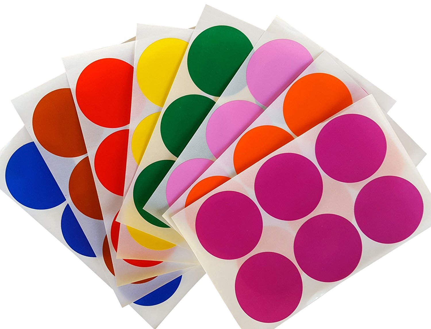 Royal Green Round 2 Inch Sticker 50Mm Dot Labels Colored Circles - Permanent Adhesive Stickers In 8 Colors - 384 Pack
