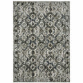 HomeRoots 508944 8 x 11 ft. Ivory Charcoal Gray Blue Rust Gold & Brown Oriental Power Loom Stain Resistant Rectangle Area Rug
