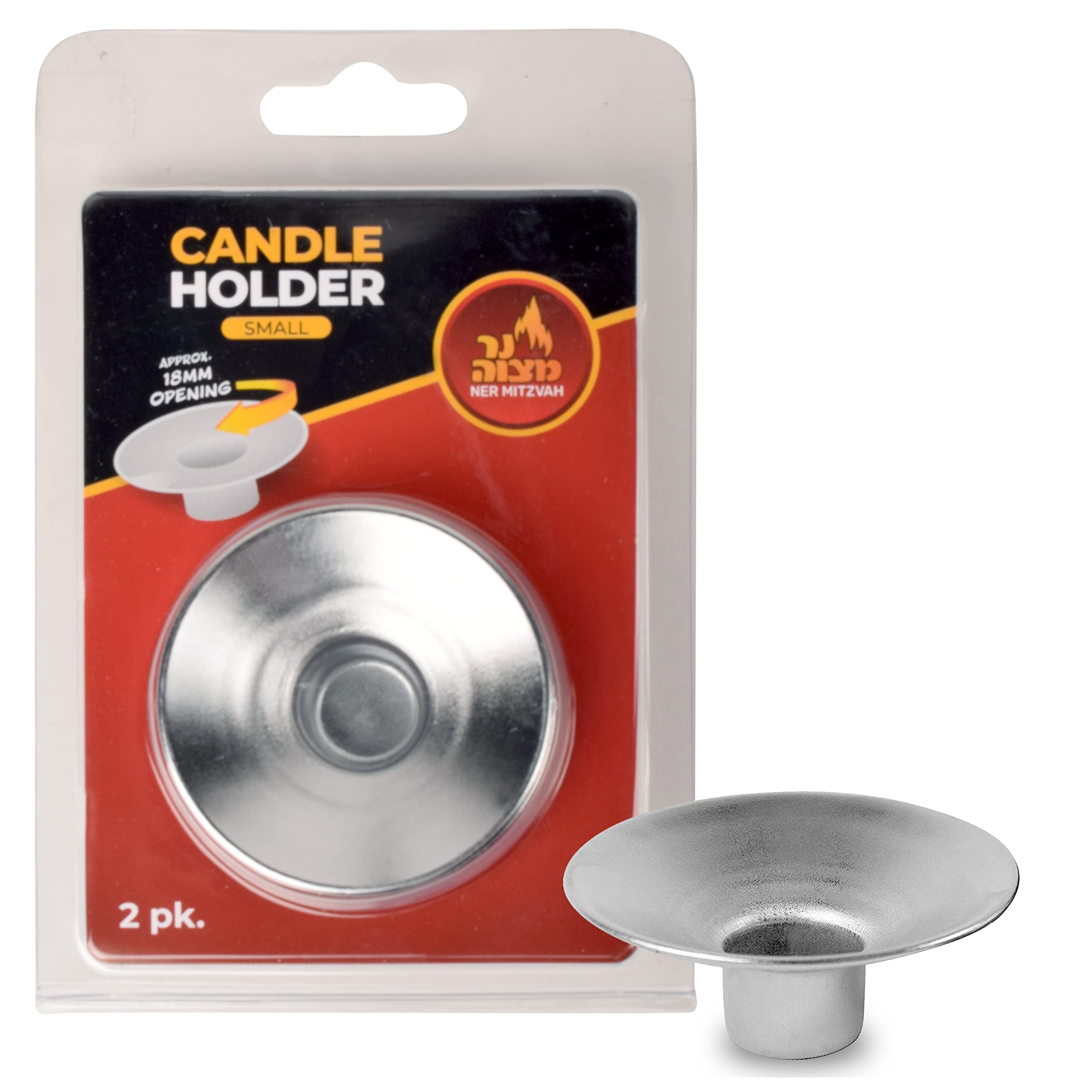 Ner Mitzvah Reusable Metal Candlestick Liners and Drip Guards - Small Nickel Plated Candle Holder Protector Bobeches - Silver - 