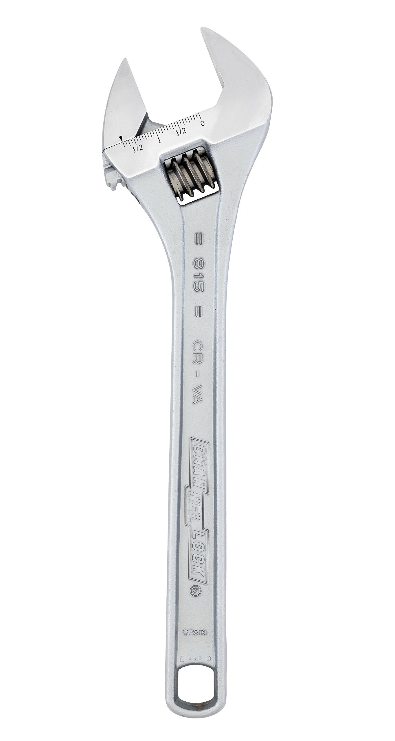 Adjustable Wrench, 15 in., Chrome, Plain