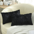 Decoruhome Decorative Throw Pillow Covers 12X20, Soft Plush Faux Wool Lumbar Couch Pillow Covers For Home, Set Of 2, Black