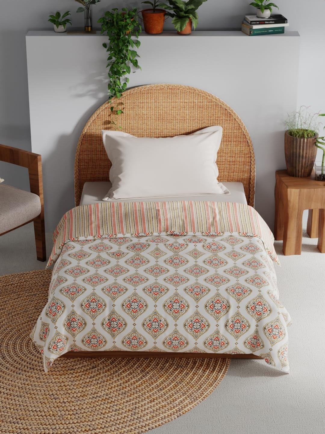 Bianca Extremely Soft 100% Muslin Cotton Dohar with Pure Cotton Flannel Filling 1pc Single Size (Mezzo) OrnamentalMustard/Mult
