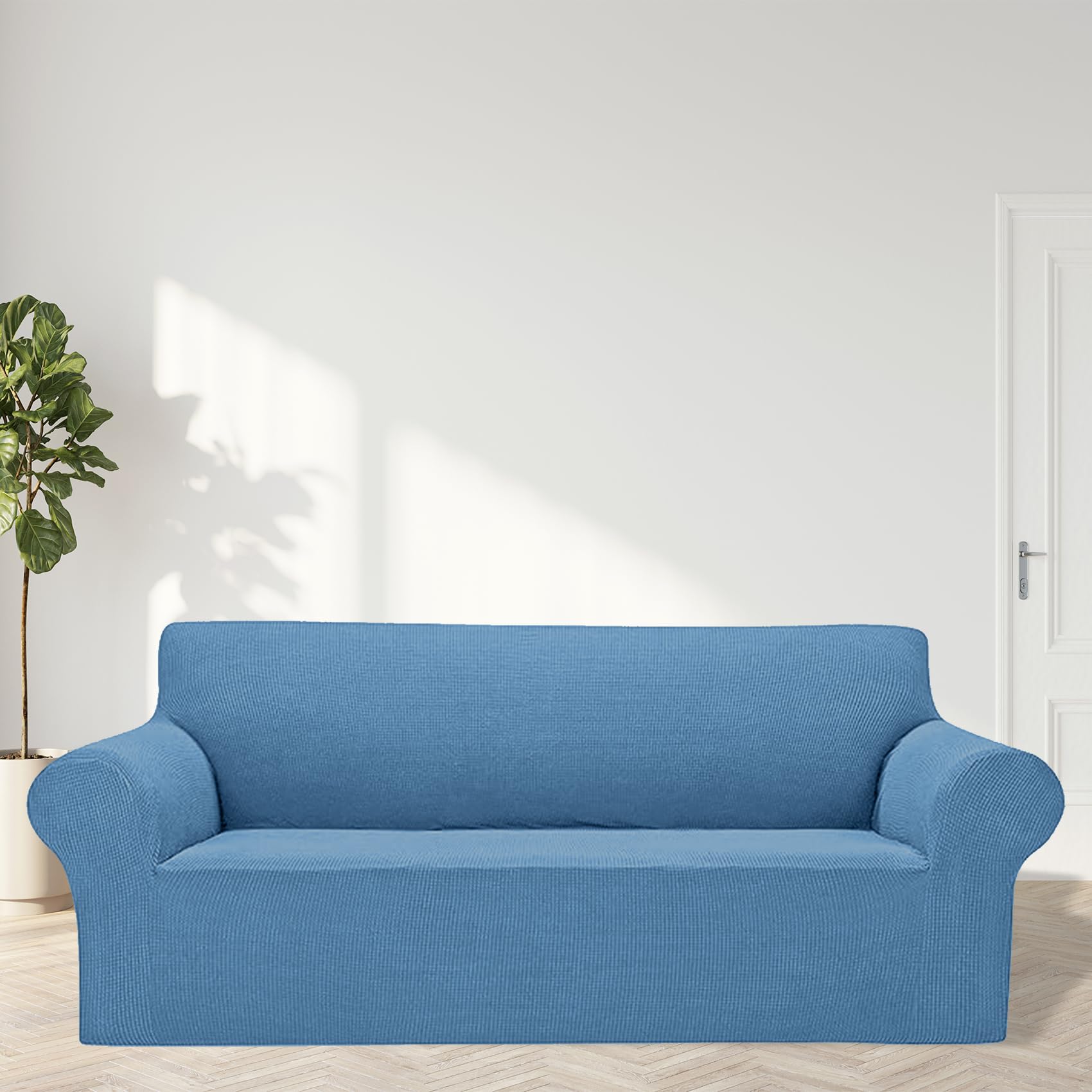 2025 New Stretch Sofa Slipcovers Couch Cover For 3 Cushion Furniture Protector Sofa Covers With Elastic Bottom Jacquard Fabric Small Checks For Pets, Kids -Sofa, Riverside