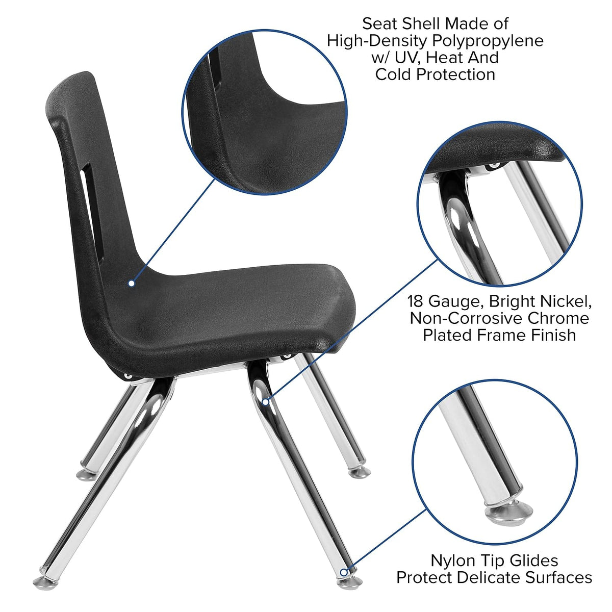 Flash Furniture Mickey Advantage Black Student Stack School Chair - 12-inch