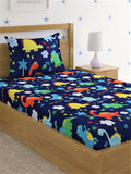 Home Sizzler 144 Tc Microfibre KidS Jungle Single Bedsheet With 1 Pillow Cover (Blue)