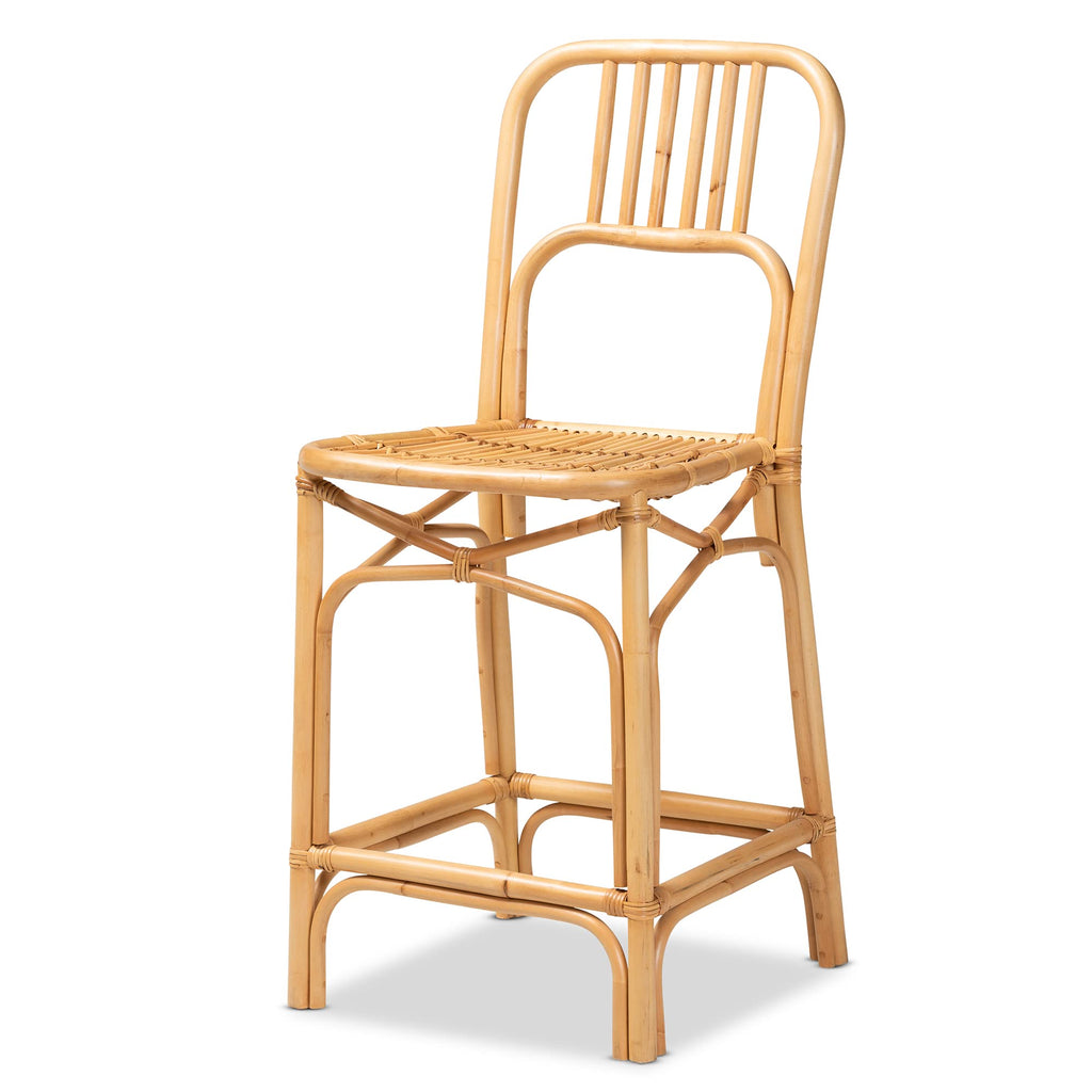 Baxton Studio Ivora Modern Bohemian Natural Brown Rattan Counter Stool