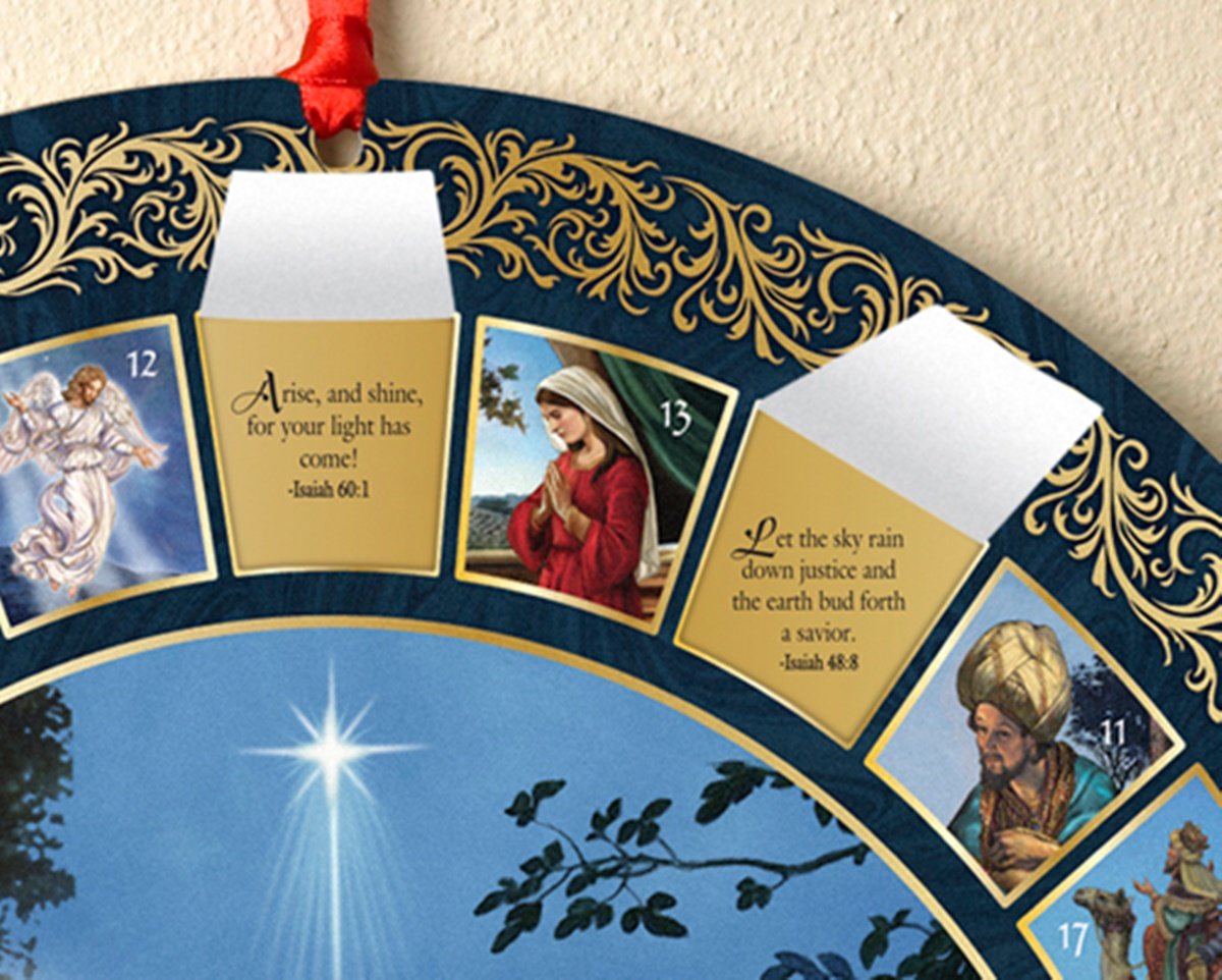 Religious Gifts God'S Gift Of Love Christ Child Alseep In Manger Large Double Sided Advent Calendar, 17 Inch