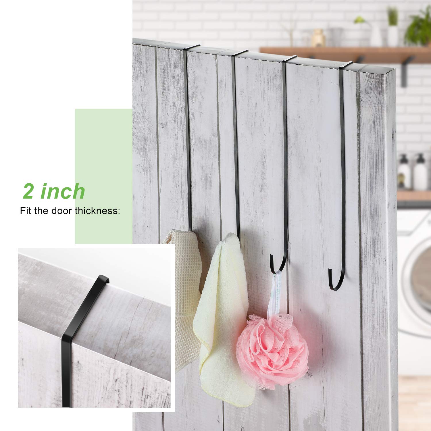 15 Inch Wreath Hanger Hooks Over Door Metal Hooks Practical Clothes Towel Hanger Hooks For Christmas Front Door Decorations (Bla