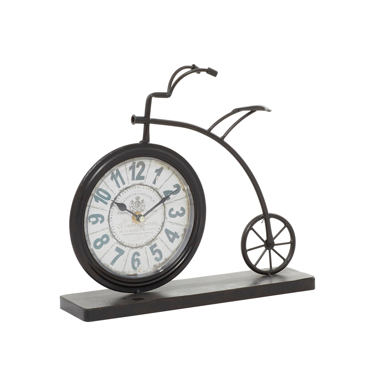 Deco 79 Metal Bike Clock, 13 x 3 x 12, Brown