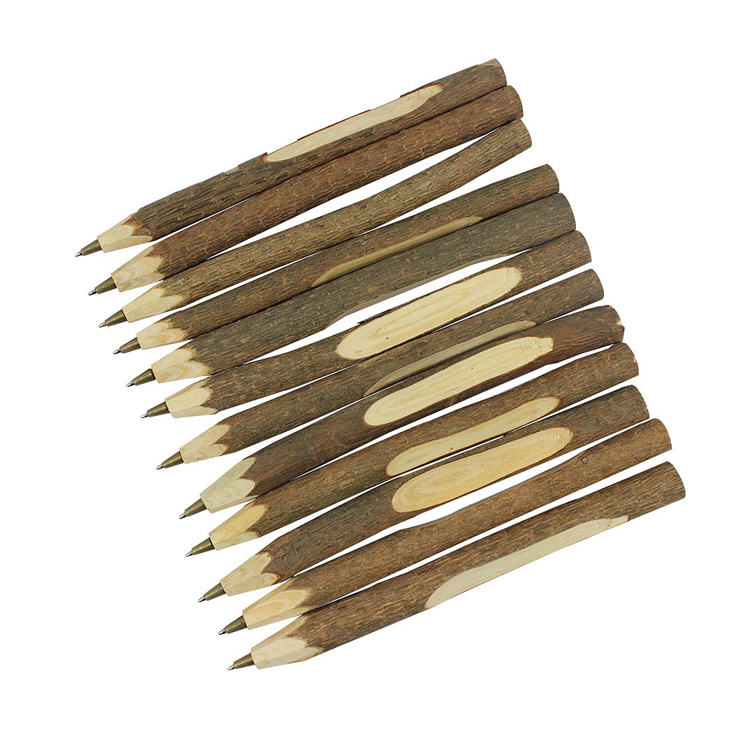 Sipliv Handmade Wooden Ballpoint Pen Creative Original Ecological Wood Pen Long Style (About 6.7 Inches, 17 Cm) - 12 Pcs