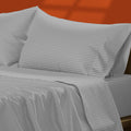 Texas Linen Co. Luxury Egyptian Cotton Twin Stripe Sheet Set - 600 Thread Count Extra Long Staple 3 Pc Set, Twin Silver Damask S
