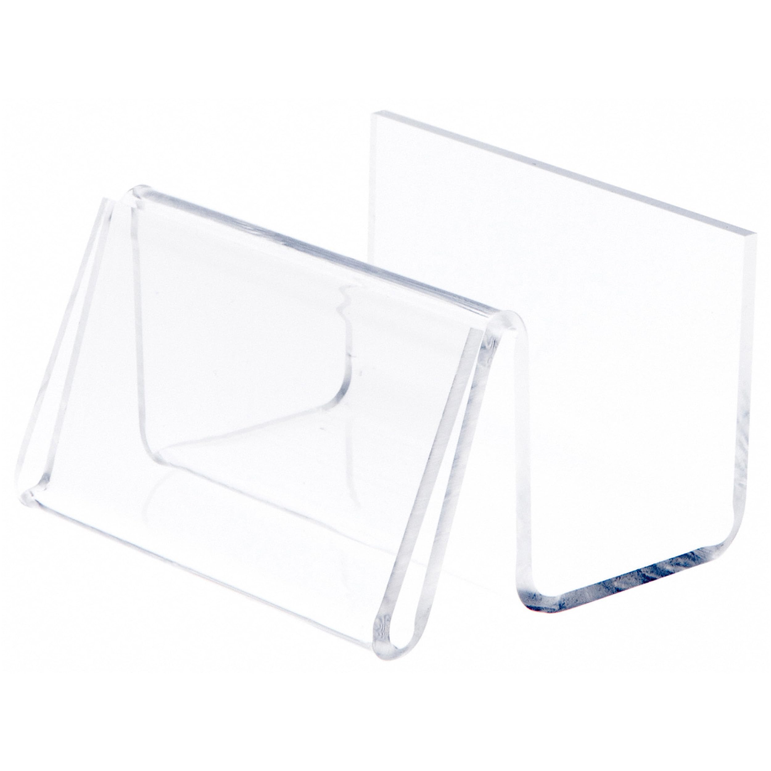 Plymor Clear Acrylic Deluxe Business Card Holder & Display (Horizontal), 3.5' W X 3' D X 2' H, Pack Of 3