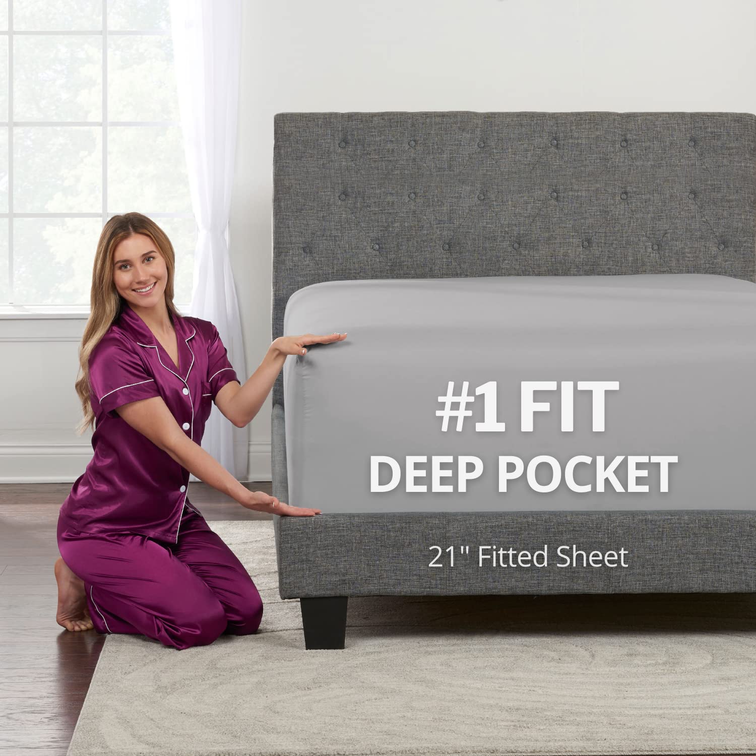 Queen Fitted Sheet Only Deep-Pocket - Extra Deep Pocket Queen Fitted Sheet - 21    Fitted Sheets Perfectly Fit 17   -23    Deep