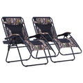 Mfstudio Zero Gravity Chairs Set Of 2, Xl Oversized Outdoor Anti Gravity Chair, Patio Lounge Folding Adjustable Chair With Cup Holder & Padded Headrest, Support 400Lbs,Camouflage