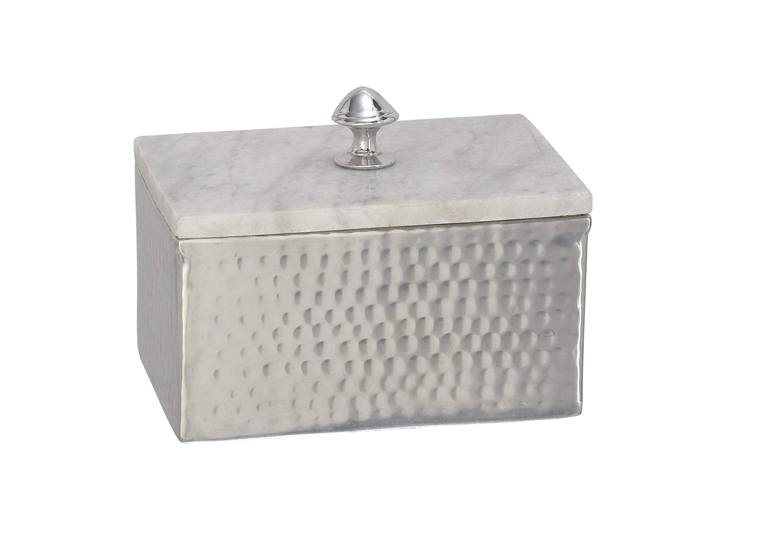 Deco 79 Marble Decorative Jewelry Box Jewelry Organizer with Marble Lid, Jewelry Holder 7'' x 5'' x 6'', Gray