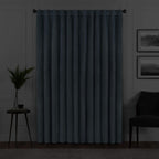 Eclipse Harper Velvet Rod Pocket Curtains For Bedroom, Single Panel, 50 In X 63 In, Blue