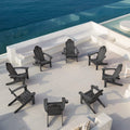 Lue Bona Poly Lumber Adirondack Chairs Set Of 8, Black Adirondack Chairs With Cup Holder, 350Lbs Modern Adirondack Chair Weather Resistant, Plastic Patio Adirondack Chair For Fire Pit, Backyard