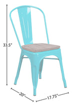 Flash Furniture Tenley Crystal Teal-Blue Metal Stackable Chair with Wood Seat