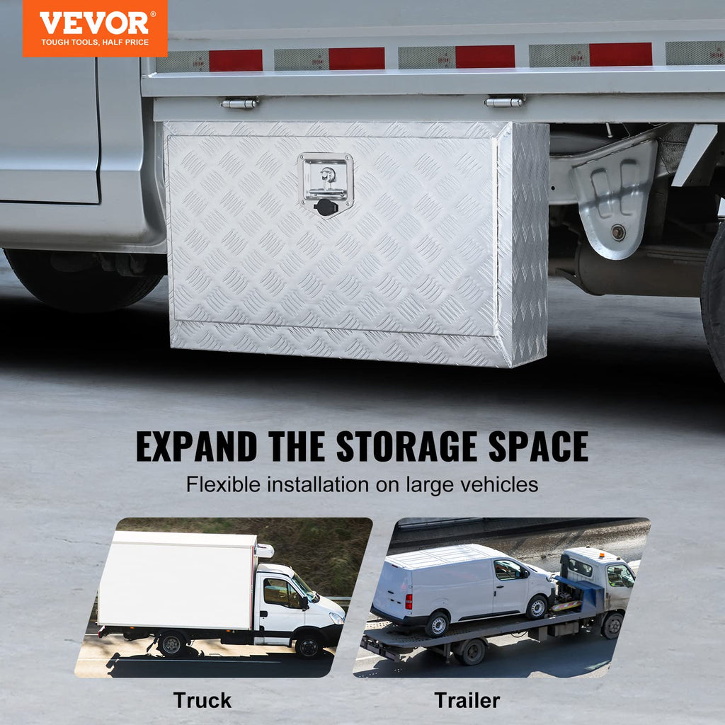 Vevor Underbody Truck Box, 30''  17''  18'' Pickup Storage Box, Heavy Duty Aluminum Diamond Plate Tool Box With Lock And Keys, W