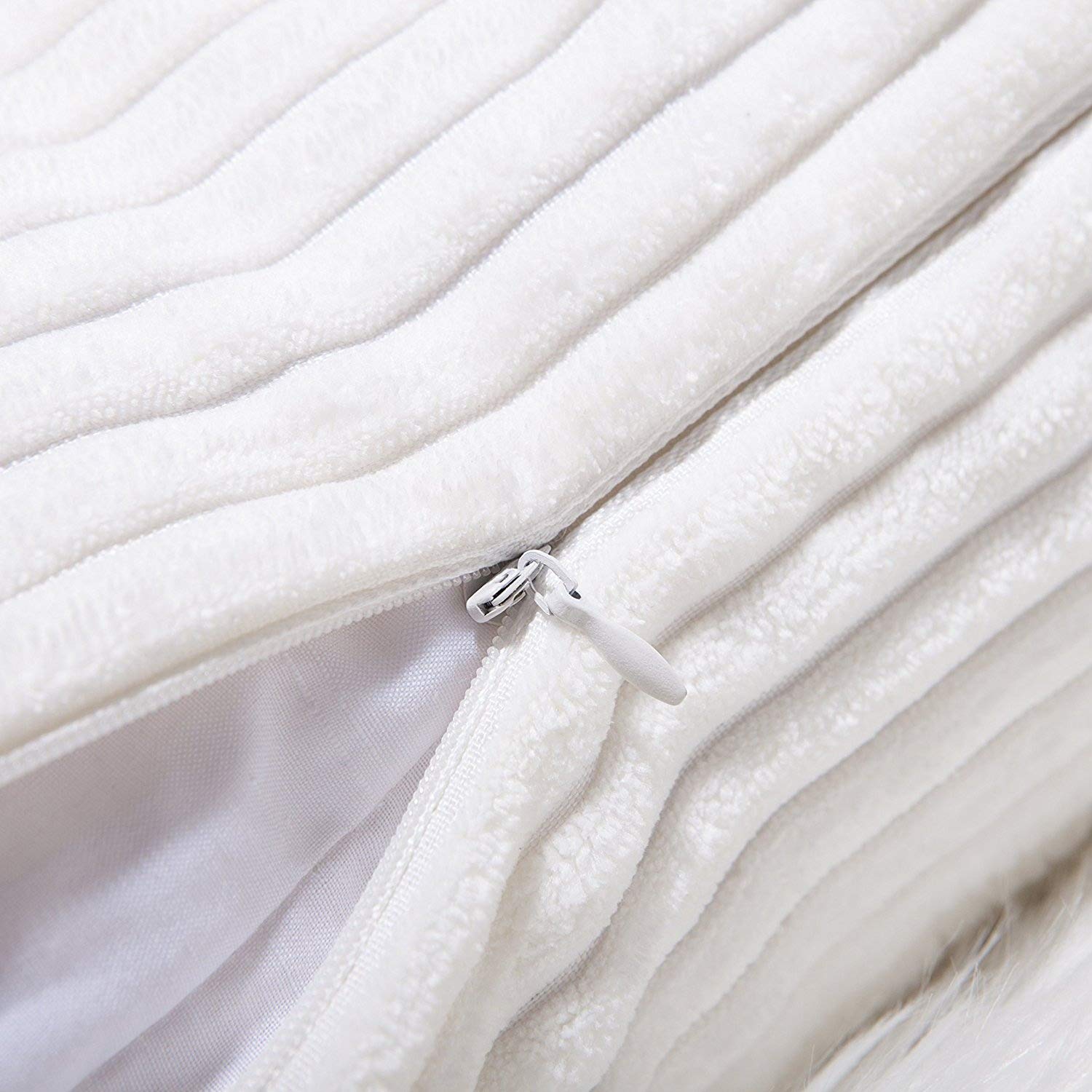 Home Brilliant Striped Velvet Corduroy Euro Throw Pillow Sham Accent Couch Cushion Cover For Teen Girls, 24 X 24 Inch (60Cm), Cr