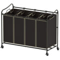 Simple Houseware 4-Bag Heavy Duty Laundry Sorter Rolling Cart, Brown